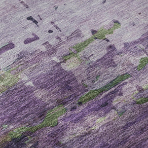 HomeRoots 8' X 10' Vibrant Purple and Green Abstract Area Rug - Washable, UV Protected, Durable & Stylish! 715457