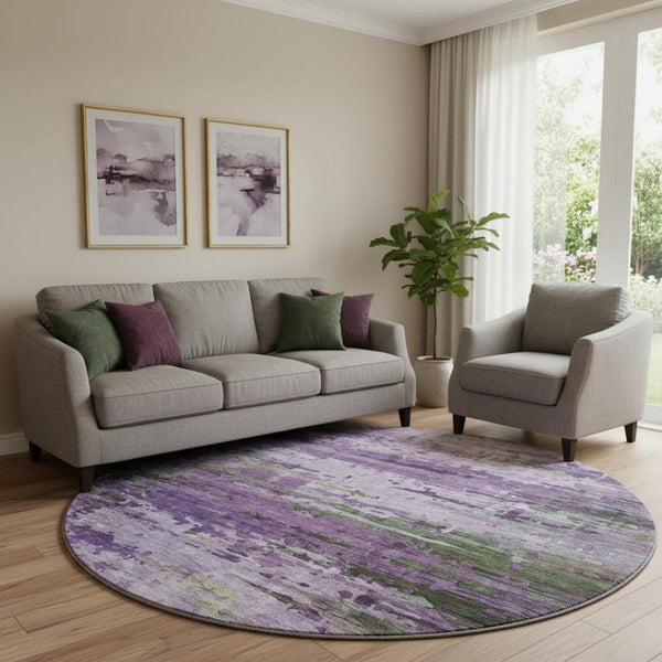 HomeRoots 8' X 10' Vibrant Purple and Green Abstract Area Rug - Washable, UV Protected, Durable & Stylish! 715457