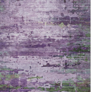 HomeRoots 9' X 12' Purple and Green Abstract Area Rug – Washable, UV-Protected, Stain-Resistant & Durable Decor 715458