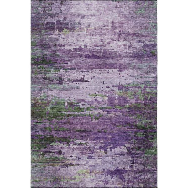 HomeRoots 9' X 12' Purple and Green Abstract Area Rug – Washable, UV-Protected, Stain-Resistant & Durable Decor 715458