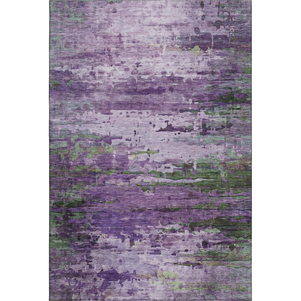HomeRoots 10' X 14' Stylish Purple and Green Abstract Washable Area Rug with UV Protection for Busy Homes 715459