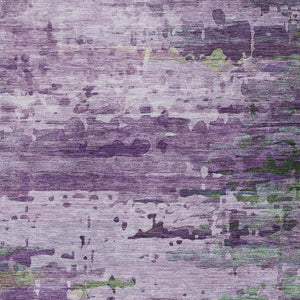 HomeRoots 10' X 14' Stylish Purple and Green Abstract Washable Area Rug with UV Protection for Busy Homes 715459