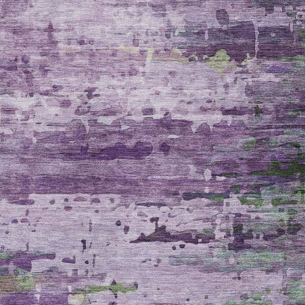 HomeRoots 10' X 14' Stylish Purple and Green Abstract Washable Area Rug with UV Protection for Busy Homes 715459