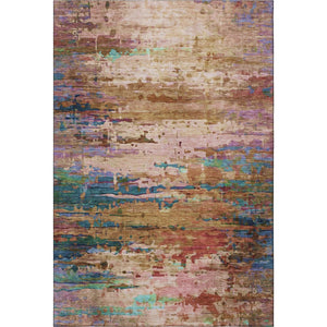 HomeRoots 8' Elegant Sage and Teal Abstract Round Rug - Washable, UV-Protected, Stain-Resistant Design for Homes 715462