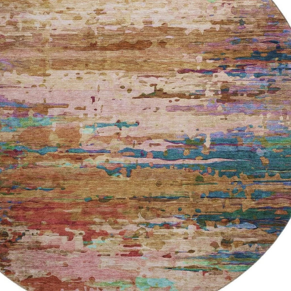 HomeRoots 8' x 10' Sage and Teal Abstract Area Rug - Washable, UV-Protected, Pet-Friendly for Stylish Spaces! 715463