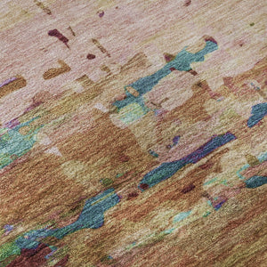 HomeRoots 8' x 10' Sage and Teal Abstract Area Rug - Washable, UV-Protected, Pet-Friendly for Stylish Spaces! 715463