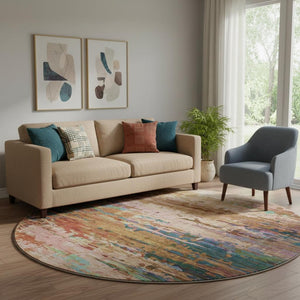 HomeRoots 8' x 10' Sage and Teal Abstract Area Rug - Washable, UV-Protected, Pet-Friendly for Stylish Spaces! 715463