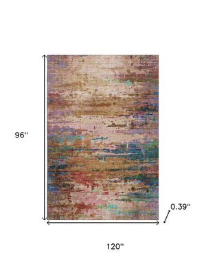 HomeRoots 9' X 12' Sage and Teal Abstract Area Rug – Stylish, Washable, UV-Protected, Perfect for Kids & Pets! 715464