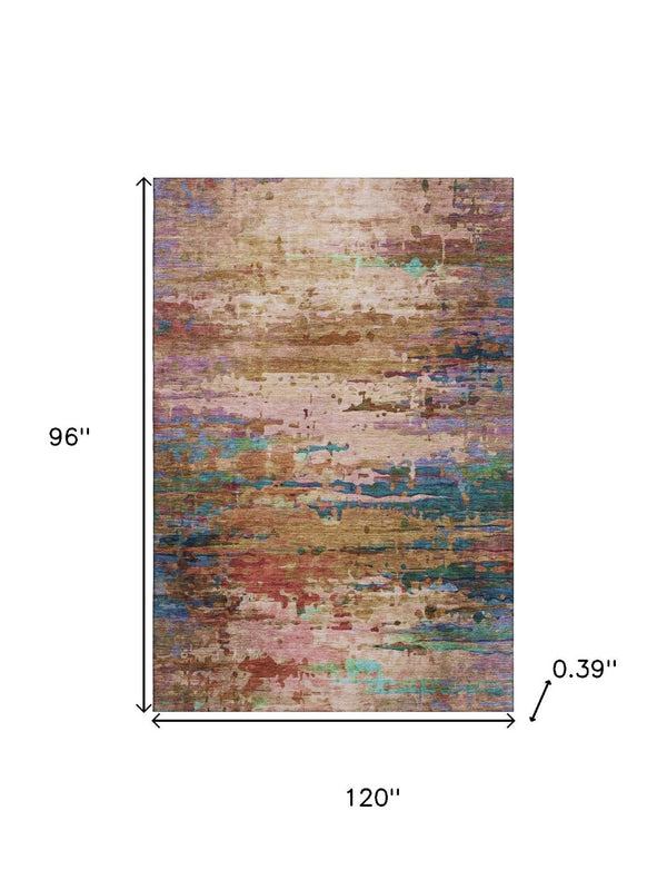 HomeRoots 9' X 12' Sage and Teal Abstract Area Rug – Stylish, Washable, UV-Protected, Perfect for Kids & Pets! 715464