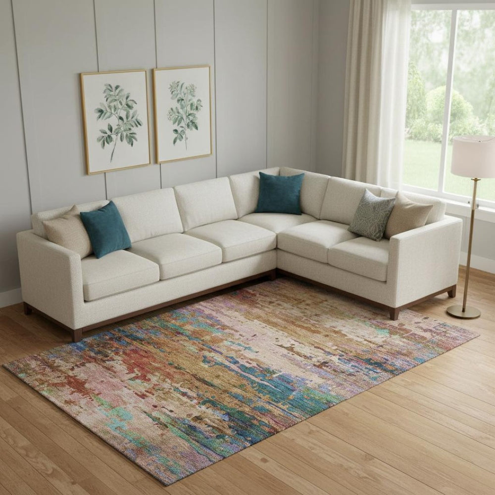 HomeRoots 9' X 12' Sage and Teal Abstract Area Rug – Stylish, Washable, UV-Protected, Perfect for Kids & Pets! 715464