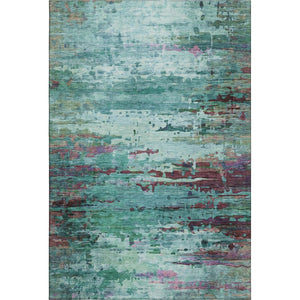 HomeRoots 10' X 14' Teal & Plum Abstract Area Rug - Washable, Stain-Resistant, UV-Protected for Busy Homes 715471