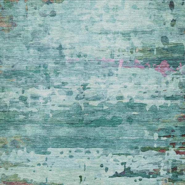 HomeRoots 10' X 14' Teal & Plum Abstract Area Rug - Washable, Stain-Resistant, UV-Protected for Busy Homes 715471