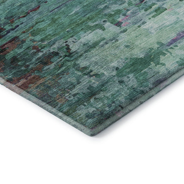 HomeRoots 10' X 14' Teal & Plum Abstract Area Rug - Washable, Stain-Resistant, UV-Protected for Busy Homes 715471