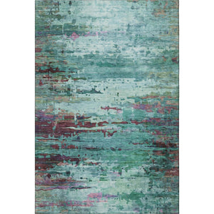 HomeRoots 10' X 14' Teal & Plum Abstract Area Rug - Washable, Stain-Resistant, UV-Protected for Busy Homes 715471