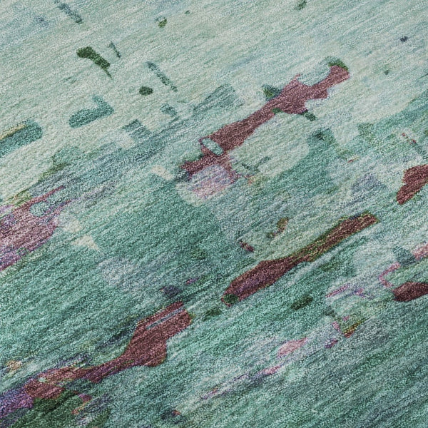HomeRoots 10' X 14' Teal & Plum Abstract Area Rug - Washable, Stain-Resistant, UV-Protected for Busy Homes 715471