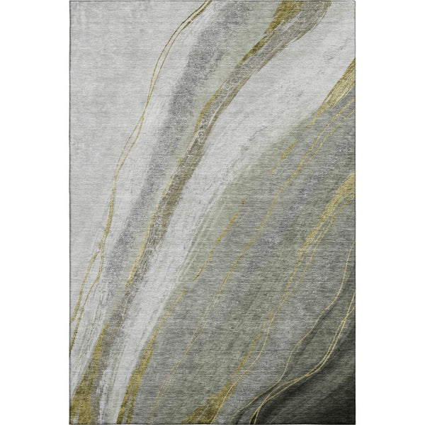 HomeRoots 8' Sage and Gray Abstract Round Rug - Washable, UV Protected, Stylish, Durable for Homes with Kids & Pets 715474