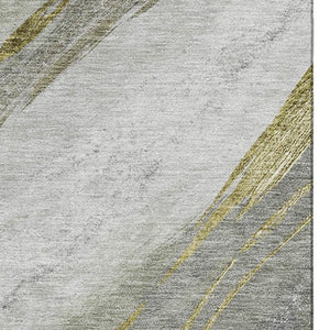 HomeRoots 8' Sage and Gray Abstract Round Rug - Washable, UV Protected, Stylish, Durable for Homes with Kids & Pets 715474