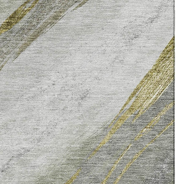 HomeRoots 8' Sage and Gray Abstract Round Rug - Washable, UV Protected, Stylish, Durable for Homes with Kids & Pets 715474