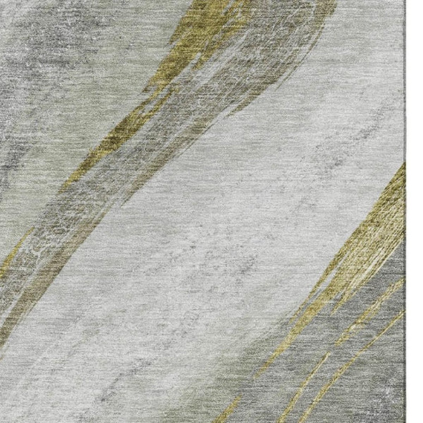 HomeRoots 8' Sage and Gray Abstract Round Rug - Washable, UV Protected, Stylish, Durable for Homes with Kids & Pets 715474