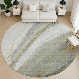 HomeRoots 8' X 10' Stylish Sage & Gray Abstract Washable Area Rug with UV Protection for High-Traffic Spaces 715475