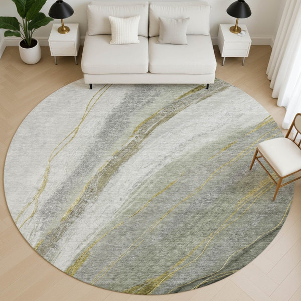 HomeRoots 8' X 10' Stylish Sage & Gray Abstract Washable Area Rug with UV Protection for High-Traffic Spaces 715475