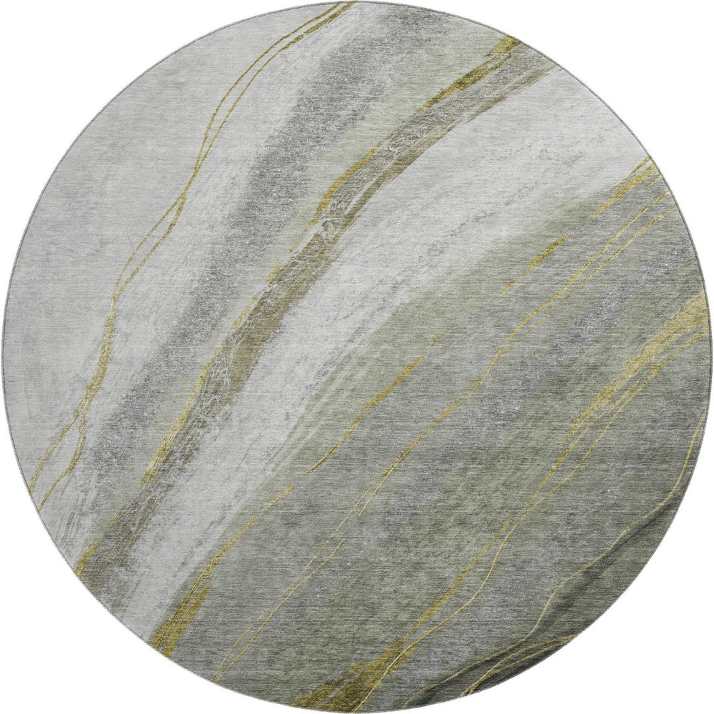 HomeRoots 8' X 10' Stylish Sage & Gray Abstract Washable Area Rug with UV Protection for High-Traffic Spaces 715475