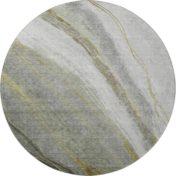 HomeRoots 8' X 10' Stylish Sage & Gray Abstract Washable Area Rug with UV Protection for High-Traffic Spaces 715475