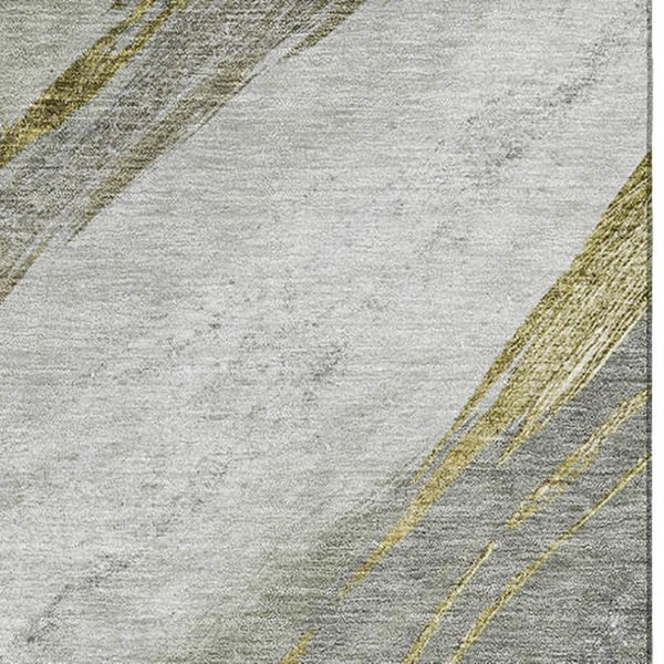 HomeRoots 9' X 12' Sage and Gray Abstract Area Rug - Washable, UV Protected, Stain Resistant for Modern Homes 715476