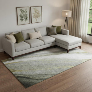 HomeRoots 10' X 14' Sage and Gray Abstract Washable Area Rug - Stylish, Durable, and UV Protected for Busy Homes 715477