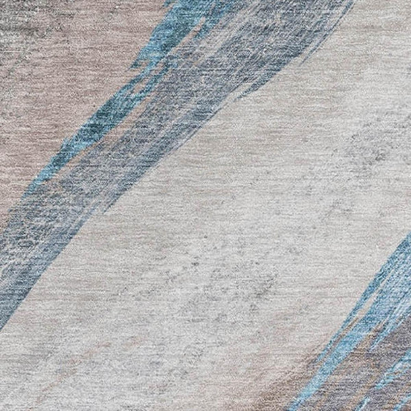 HomeRoots 5' X 8' Washable Brown and Blue Abstract Area Rug with UV Protection for Modern Homes & Playrooms 715479