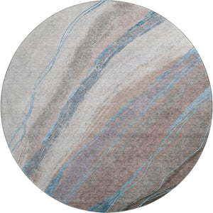 HomeRoots 8' X 10' Washable Brown and Blue Abstract Area Rug - Durable, UV-Protected, Pet-Friendly Design 715481