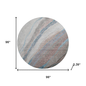 HomeRoots 8' X 10' Washable Brown and Blue Abstract Area Rug - Durable, UV-Protected, Pet-Friendly Design 715481