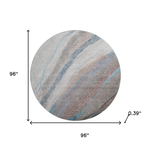 HomeRoots 8' X 10' Washable Brown and Blue Abstract Area Rug - Durable, UV-Protected, Pet-Friendly Design 715481
