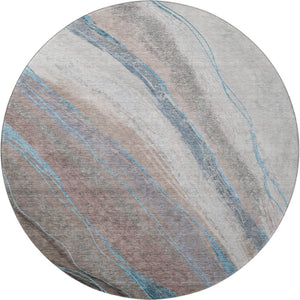 HomeRoots 8' X 10' Washable Brown and Blue Abstract Area Rug - Durable, UV-Protected, Pet-Friendly Design 715481