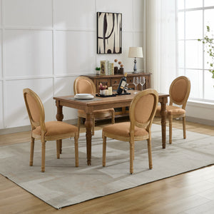 English Elm A&A French Style Solid Wood Dining Chair with Antique Paint, Linen Rattan Back, Plush Cushioning W1143P323330 W1143P323330