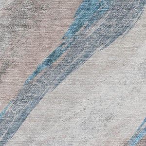 HomeRoots 9' X 12' Brown and Blue Abstract Area Rug - Washable, UV Protected, Durable Design for Modern Spaces 715482