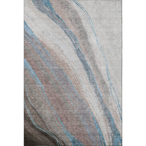 HomeRoots 9' X 12' Brown and Blue Abstract Area Rug - Washable, UV Protected, Durable Design for Modern Spaces 715482