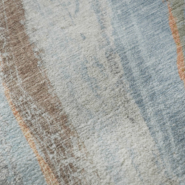 HomeRoots 8' Stunning Blue and Copper Abstract Round Rug - Washable, UV Protected, Durable for Every Space 715486