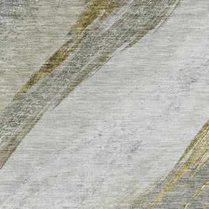 HomeRoots 8' Abstract Washable Round Rug in Pewter & Gray – UV Protected, Stain Resistant, Easy Care Design 715492
