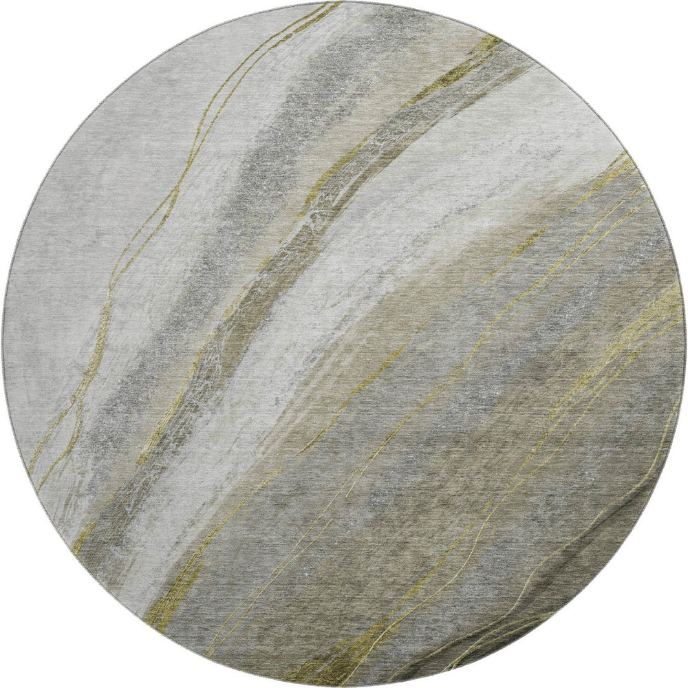 HomeRoots 8' X 10' Abstract Washable Area Rug in Pewter & Gray - UV Protected, Stain Resistant & Durable Design 715493