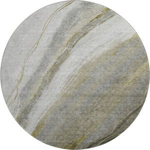 HomeRoots 8' X 10' Abstract Washable Area Rug in Pewter & Gray - UV Protected, Stain Resistant & Durable Design 715493