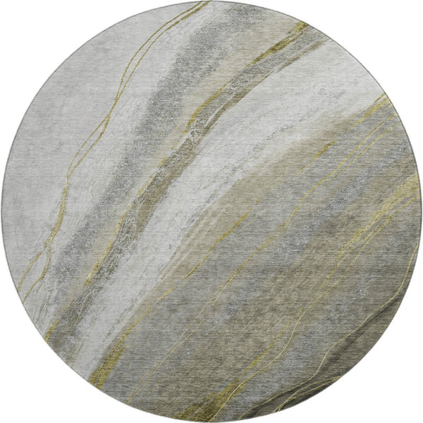 HomeRoots 8' X 10' Abstract Washable Area Rug in Pewter & Gray - UV Protected, Stain Resistant & Durable Design 715493