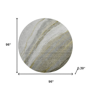 HomeRoots 8' X 10' Abstract Washable Area Rug in Pewter & Gray - UV Protected, Stain Resistant & Durable Design 715493