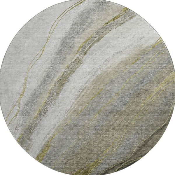 HomeRoots 8' X 10' Abstract Washable Area Rug in Pewter & Gray - UV Protected, Stain Resistant & Durable Design 715493