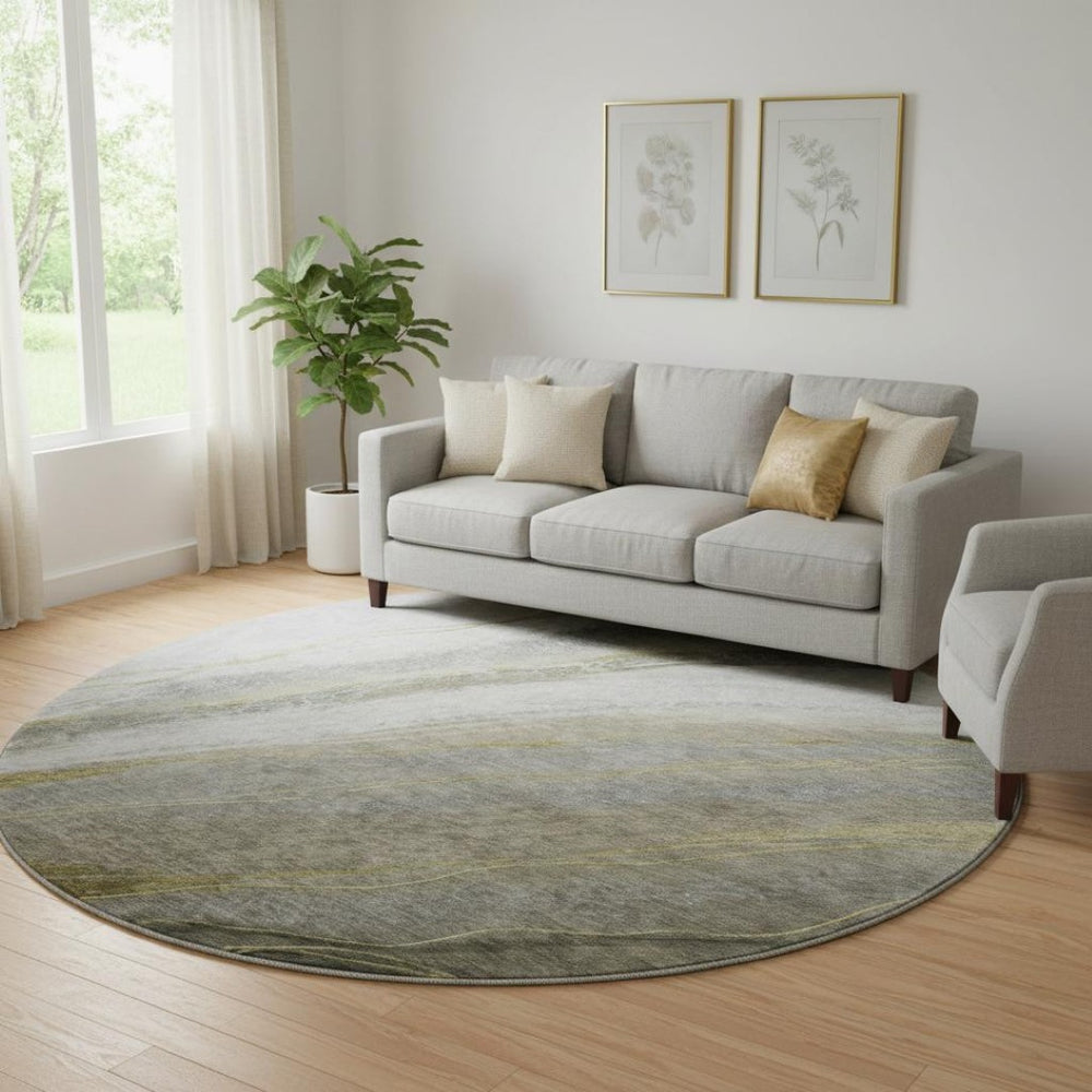 HomeRoots 8' X 10' Abstract Washable Area Rug in Pewter & Gray - UV Protected, Stain Resistant & Durable Design 715493