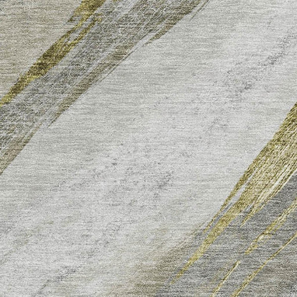 HomeRoots 9' X 12' Modern Pewter & Gray Abstract Washable Area Rug - UV Protected for High Traffic Spaces 715494