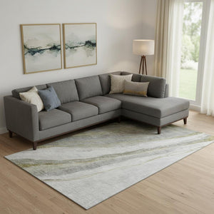 HomeRoots 9' X 12' Modern Pewter & Gray Abstract Washable Area Rug - UV Protected for High Traffic Spaces 715494