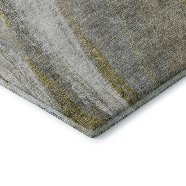 HomeRoots 10' X 14' Pewter & Gray Abstract Washable Area Rug – Durable, Stylish, UV-Protected for High-Traffic Rooms 715495