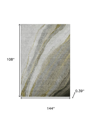 HomeRoots 10' X 14' Pewter & Gray Abstract Washable Area Rug – Durable, Stylish, UV-Protected for High-Traffic Rooms 715495
