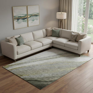 HomeRoots 10' X 14' Pewter & Gray Abstract Washable Area Rug – Durable, Stylish, UV-Protected for High-Traffic Rooms 715495